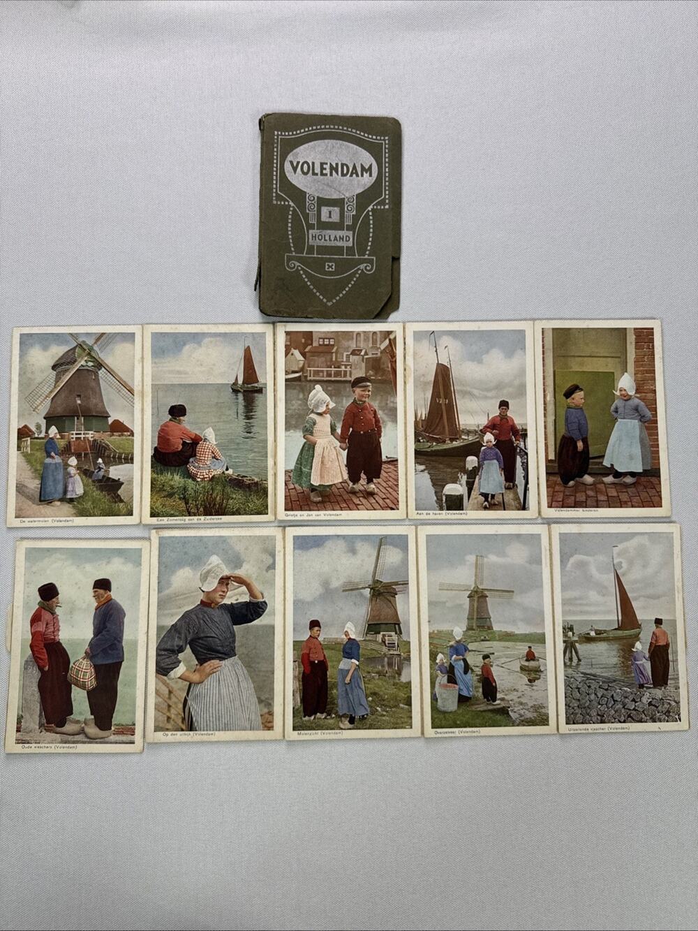 Vintage c1920s Volendam Holland Postcard Set Dutch Costume Windmills DBM